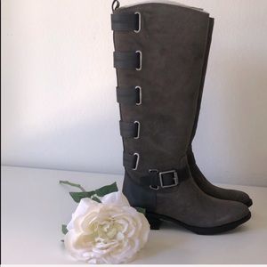 Sole Society Franzie buckle tall boots grey size 5